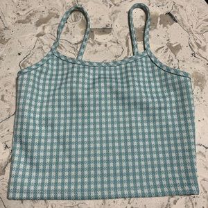 Blue Gingham Cropped Tank